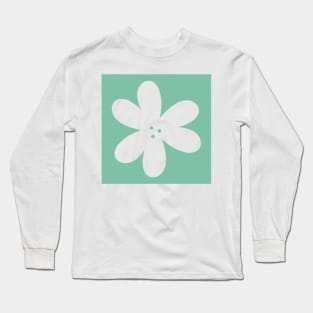 Flower Outline - teal Long Sleeve T-Shirt